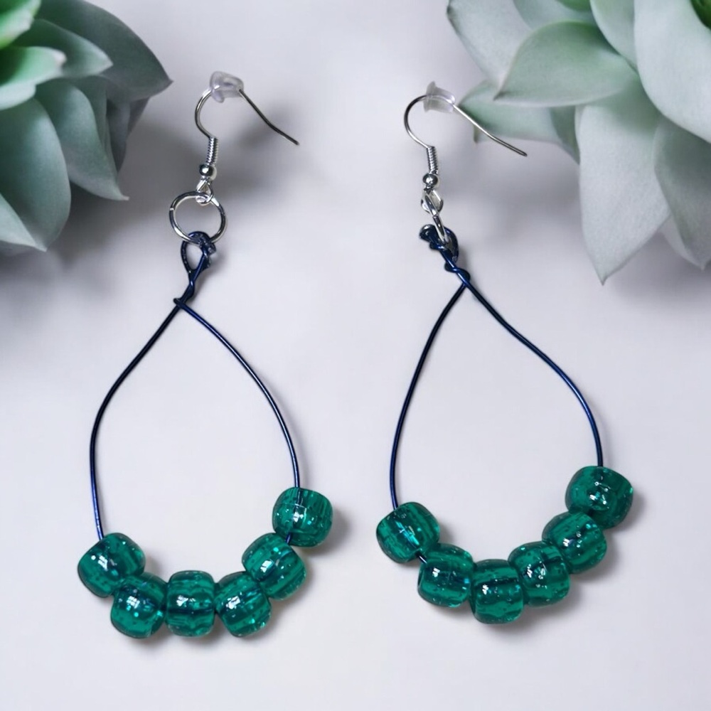 Hand wire wrapped beaded earrings